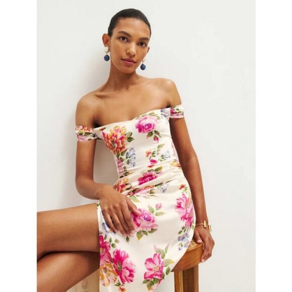 💕REFORMATION💕 Genesis Silk Dress ~ Giverny Floral Print 100% Silk 12 NWT